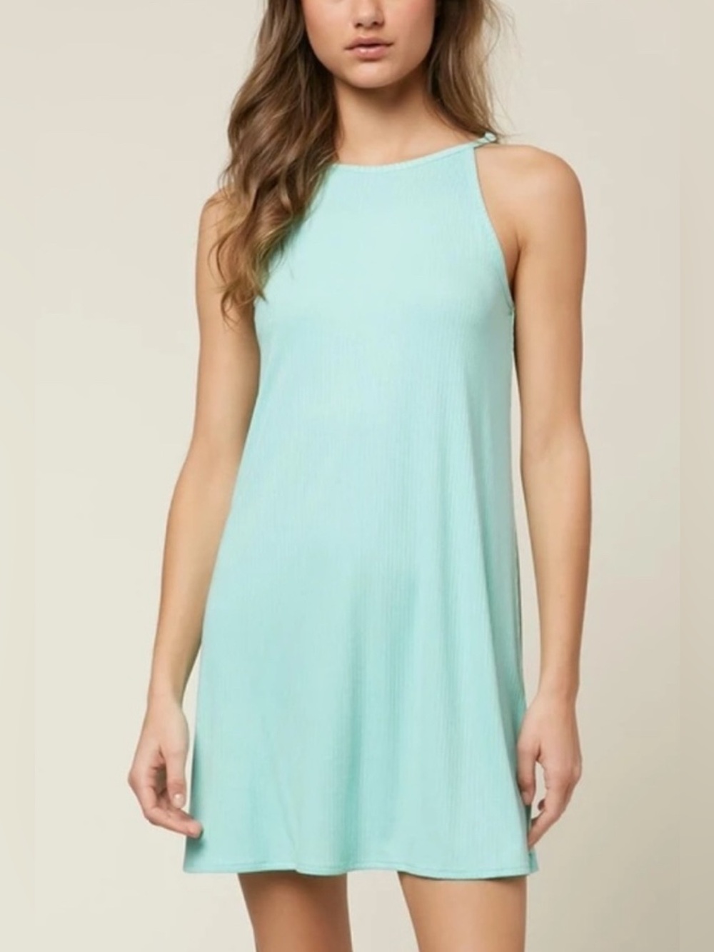 NWT - O’Neill Morette Solid Rib Mini Dress in Aqua - Size S